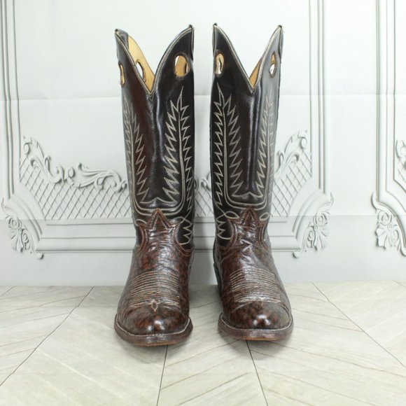 Tony Lama Brown Leather Buckaroo Caribou Cowboy Boots Shoe Size 8 D - Picture 4 of 9